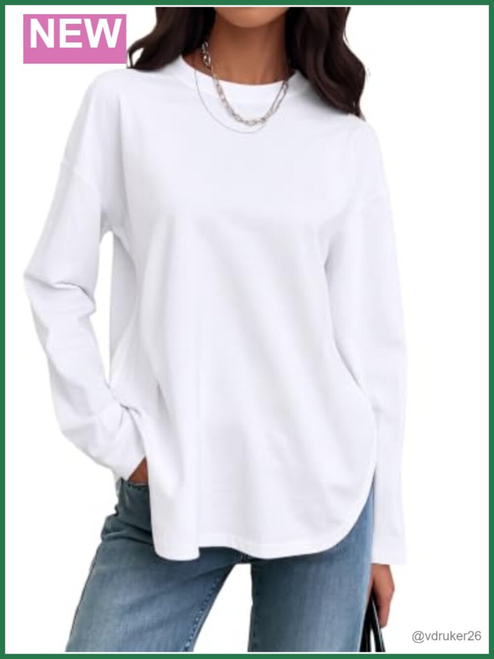 Women 90% Cotton Oversized Long Sleeve T Shirt Loose Fit Casual Top